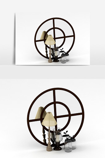 现代工艺烛台艺术品陈设饰品组合3d模型图片