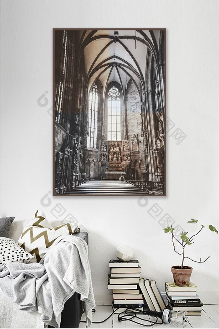 现代简约欧式建筑教堂装饰画图片图片