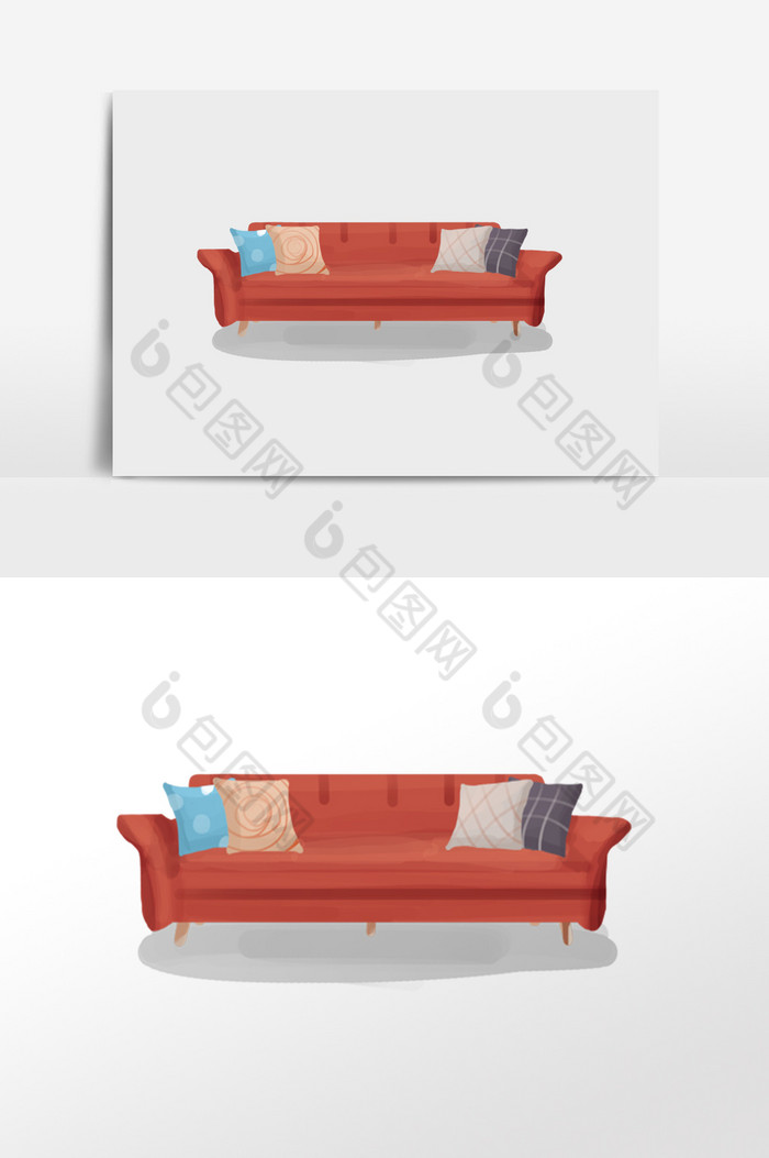 红色沙发家具图片