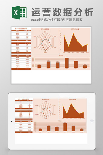 双十一运营数据分析图表Excel模板图片