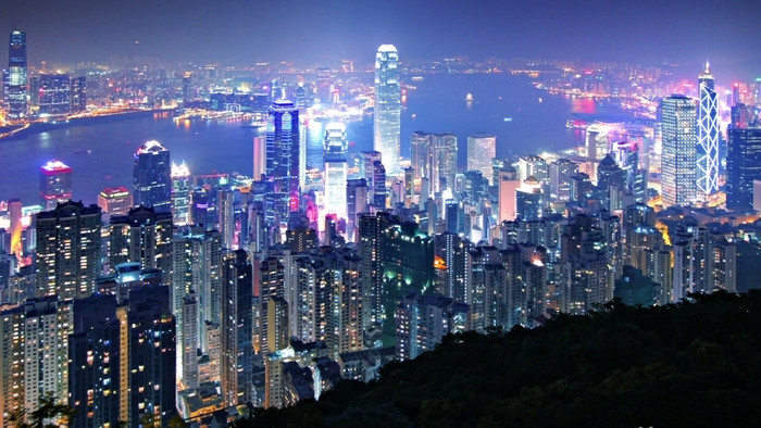 香港航拍城市夜景俯瞰视频素材