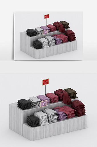 现代工业风商品柜服装陈设商品组合3d模型图片