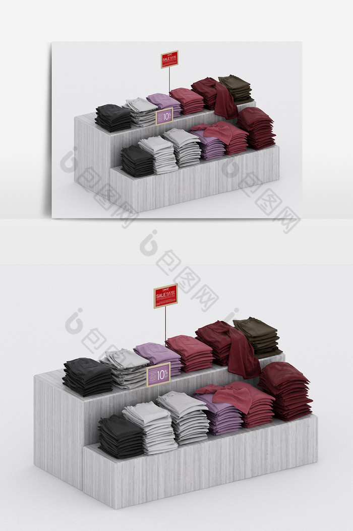 现代工业风商品柜服装陈设商品组合3d模型图片图片