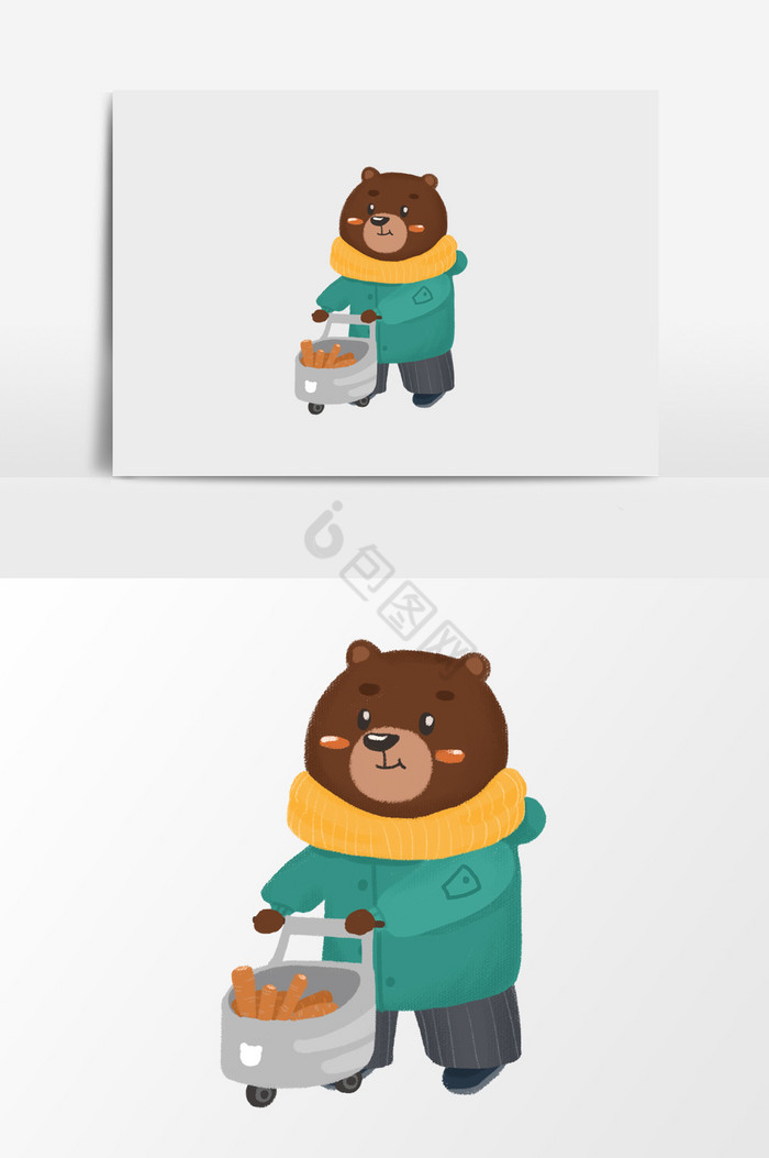 卖货的熊插画