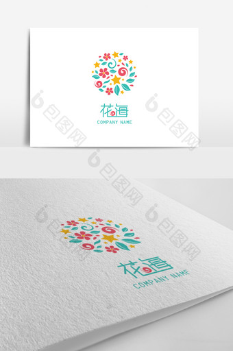 小清新花卉标志LOGO设计图片