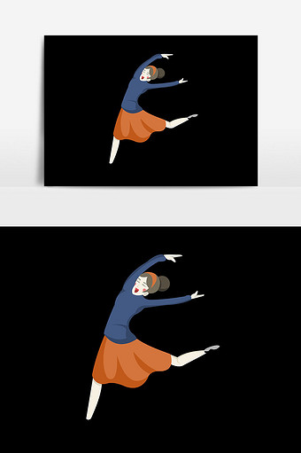 卡通跳舞女孩子元素设计图片