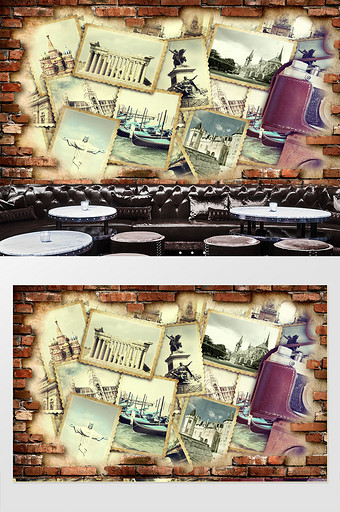 复古怀旧老照片风景餐厅酒吧背景墙图片