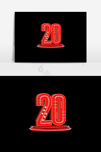 C4D数字20字体素材图片