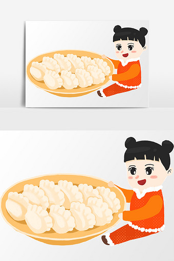 过年春节吃饺子元素图片