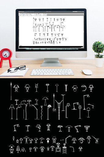 CAD台灯立面图库图片
