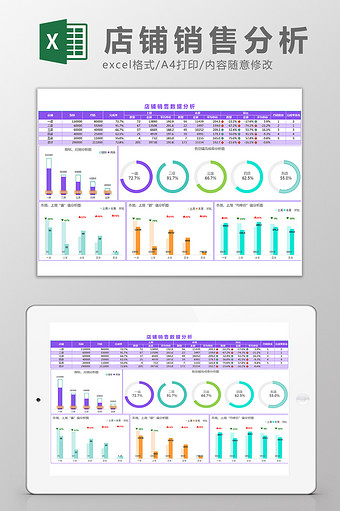 各门店店铺商品销售数据分析Excel模板图片