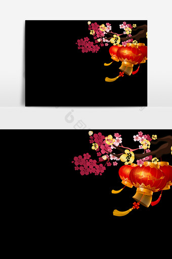 灯笼梅花设计元素图片
