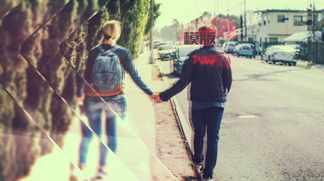 玻璃图形遮罩滑动过渡图文展示动画AE模板