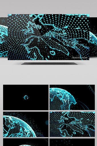 炫酷震撼蓝色粒子星球动态合成企业素材图片