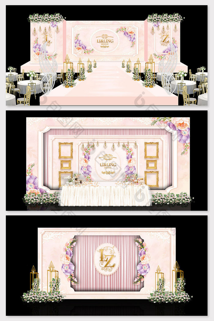 欧式现代粉色系主题婚礼效果图图片图片