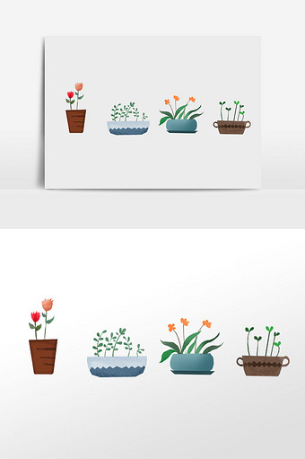 绿色植物 花卉 插画 元素 花卉图片