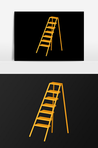 手绘折叠的梯子插画元素图片