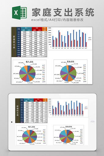 家庭支出对比表EXCEL模板图片