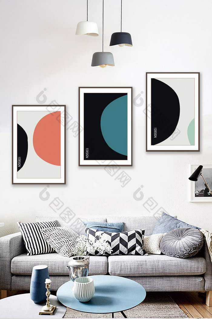 极简风格抽象几何色块客厅装饰画图片图片