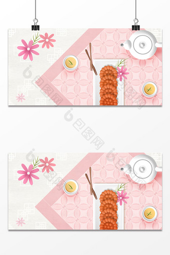 粉色手绘传统中国风节日展板背景设计图片