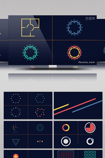 540个MG基本图形元素动画包AE模板图片