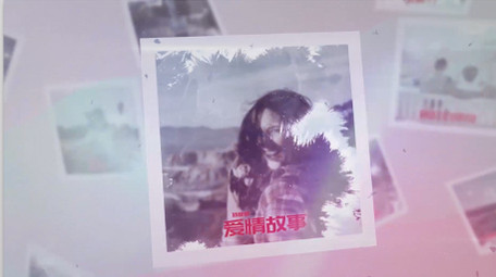 漂浮展示柔美水墨晕染的照片相册AE模板