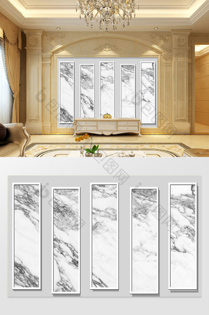 爵士白大理石石纹沙发客厅电视背景墙图片图片
