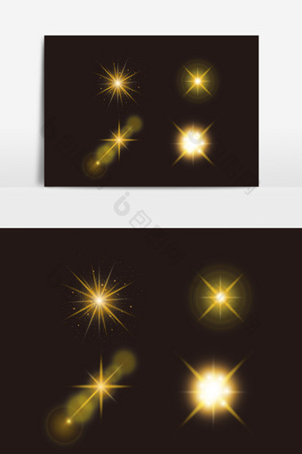 金色光晕光芒光效AI矢量元素图片