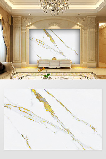新中式大理石纹爵士白金色金箔背景墙图片