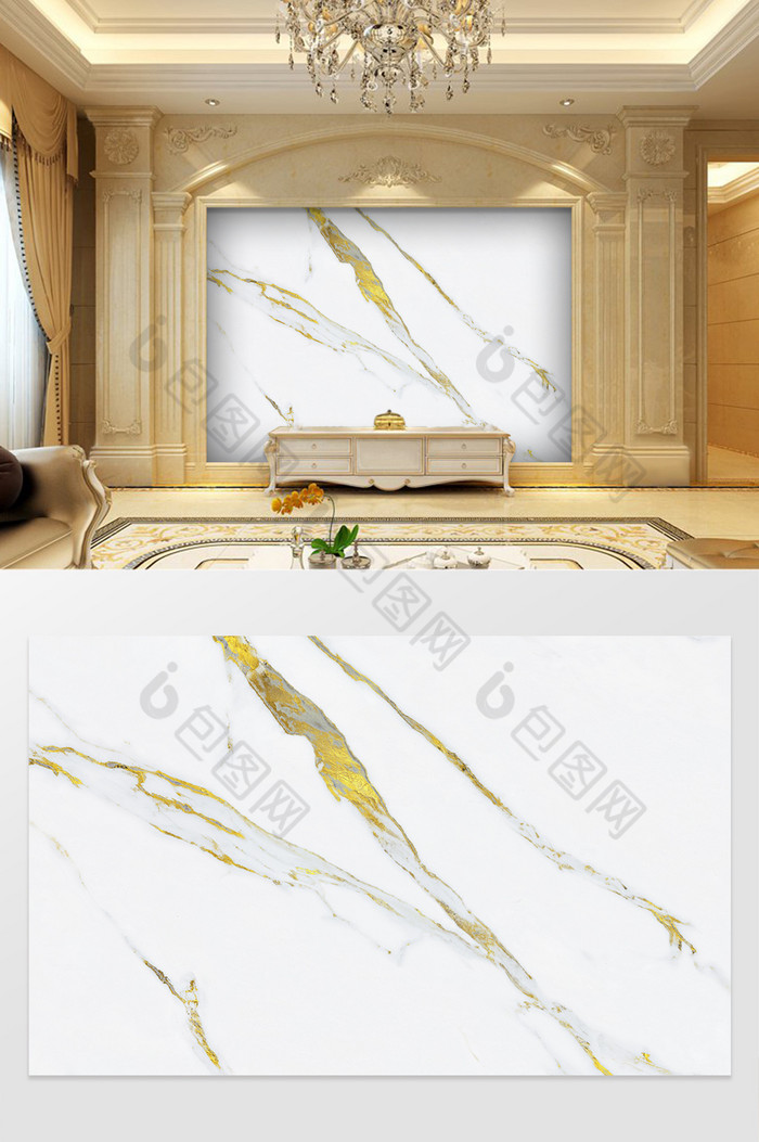 新中式大理石纹爵士白金色金箔背景墙图片图片