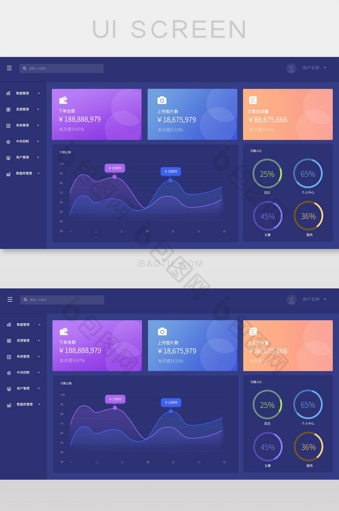 深色数据可视化后台网页ui界面图片图片