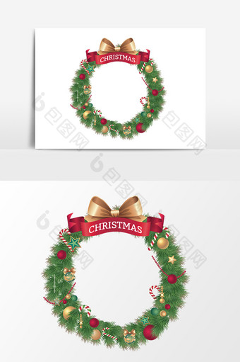 圣诞节植物装饰圆环设计元素图片
