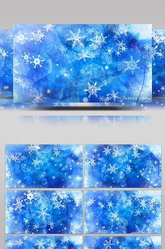 蓝色时尚科技雪花冬天背景展示素材视频图片