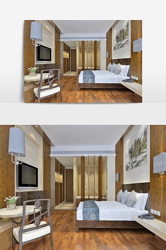 中式风格酒店客房设计效果图图片