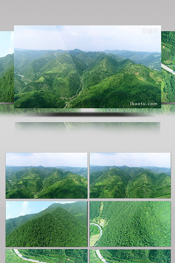 航拍绵延起伏秦岭大山和蜿蜒的盘山公路图片