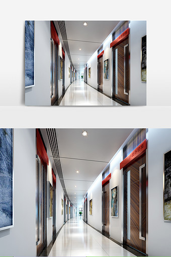 现代风格工装办公空间走廊设计效果图图片