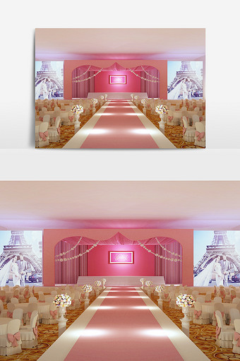 小清新酒店设计宴会舞台3d模型效果图图片
