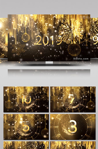 震撼绚丽的2019新年跨年倒计时视频素材图片