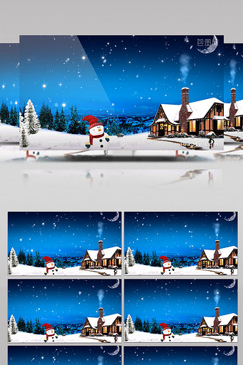圣诞小屋和圣诞雪人图片