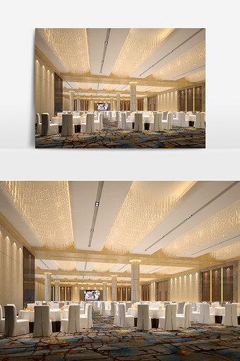 现代轻奢宴会酒店设计3d模型效果图图片