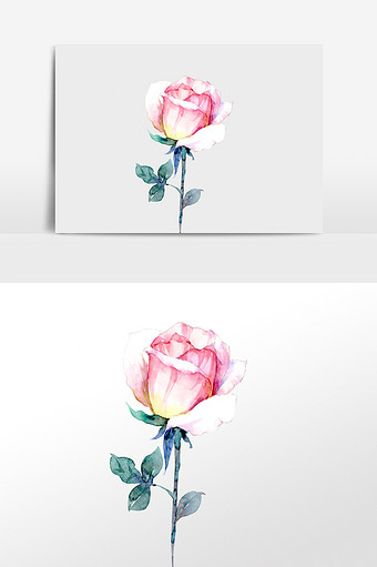 清新水彩玫瑰花卉元素图片