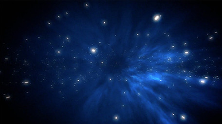 蓝色色调粒子光点穿越运动企业宣传背景