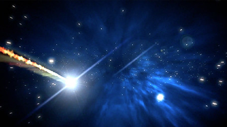 蓝色色调粒子光点穿越运动企业宣传背景