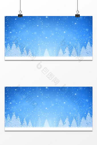 蓝色渐变小清新文艺飘雪植物冬季圣诞背景图片