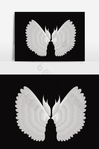 卡通动物白色羽毛翅膀元素图片