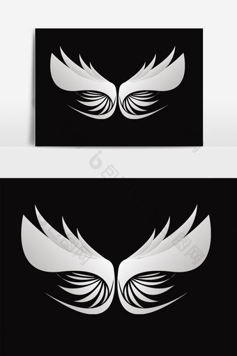 卡通梦幻白色羽毛翅膀元素图片