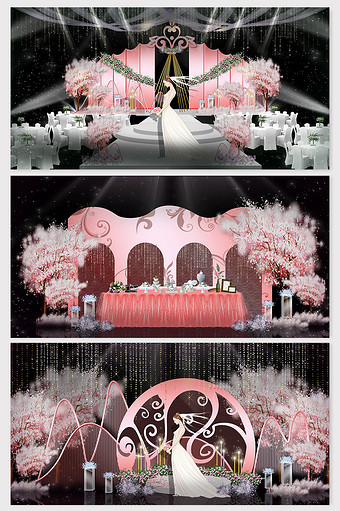 创意高端唯美简欧粉色系婚礼效果图图片