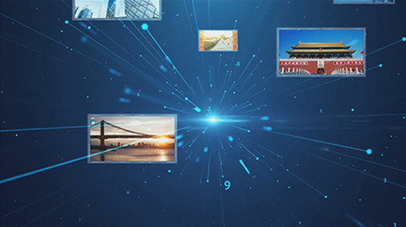 蓝色震撼图片汇聚开场片头AE模板