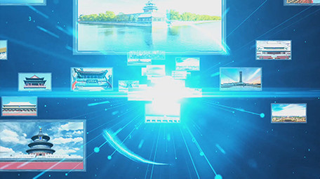 蓝色震撼图片汇聚开场片头AE模板