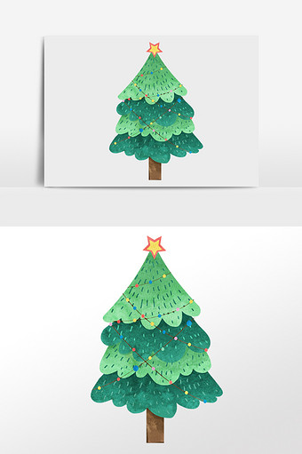 唯美水彩手绘圣诞树圣诞节背景素材图片